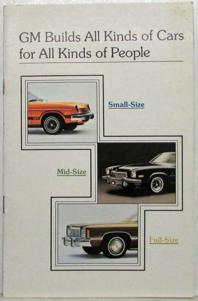 1974 GM Builds All Kinds of Cars for All Kinds of People Sales Brochure Mailer