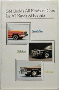 1974 GM Builds All Kinds of Cars for All Kinds of People Sales Brochure Mailer