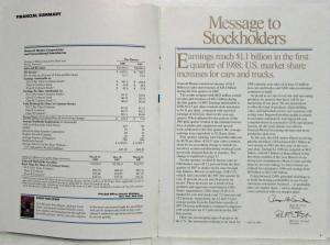 1988 General Motors GM First Quarter Report for Stockholders