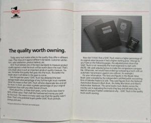 1990 GMC Truck Resale Value Brochure