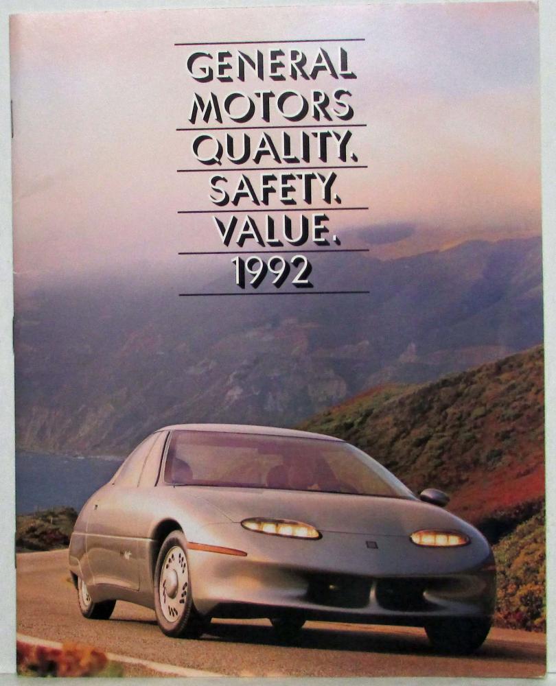 1992 General Motors Quality Safety Value New Model Year GM Cars Sales Brochure