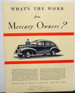 1939 Mercury Dealer Sales Brochure Folder Customer Testimonials Original