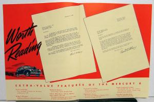1939 Mercury Dealer Sales Brochure Folder Customer Testimonials Original