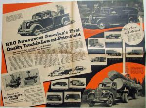 1935 REO Truck Transport Ad Newspaper Style Sales Brochure Folder