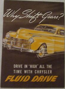 1941 Chrysler Fluid Drive Sales Brochure Leaflet ORIGINAL NOS