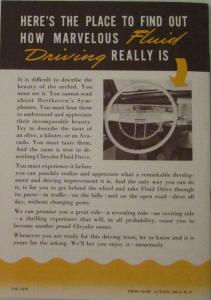 1941 Chrysler Fluid Drive Sales Brochure Leaflet ORIGINAL NOS