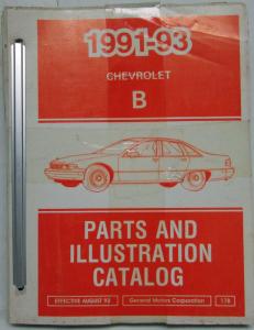 1991-1993 Chevrolet Caprice Carline Code B Parts and Illustration Book