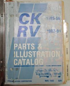 1985-1986 GMC Chevrolet CK 1987-1991 RV Light Truck Parts and Illustration Book