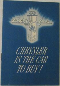 1941 Chrysler IS THE CAR TO BUY Sales Brochure Pocket Leaflet ORIGINAL NOS