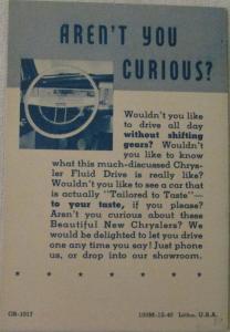 1941 Chrysler IS THE CAR TO BUY Sales Brochure Pocket Leaflet ORIGINAL NOS