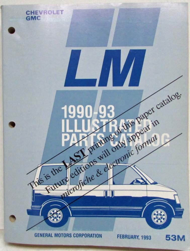 1990-1993 GMC Safari Chevrolet Astro LM Small Van Parts/Illustration Book