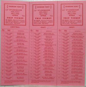 1960-1969 Studebaker Holiday Selling Spree Excursion Ticket Sales Incentive