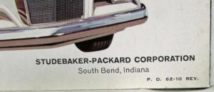 1962 Studebaker Gran Turismo HAWK Color Sales Folder REVISED