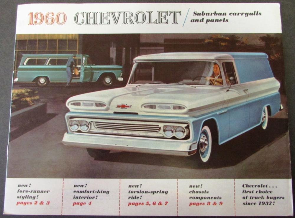 1960 Chevrolet Truck Suburban Carryalls Panel Sales Brochure Original