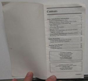 1993 Ford Ranger Truck Owners Manual Care & Operation Instructions
