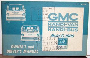 1965 GMC Handi-Van Handi-Bus Owners Manual Care & Op  G 1000 Van