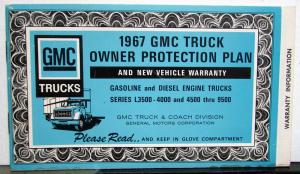 1967 GMC Gas & Diesel Trucks Owner Protection Plan Booklet L3500-4000 4500-9500