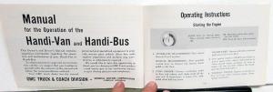 1967 GMC Handi-Van & Handi-Bus Owners Manual Care & Op G1500-G2500 Vans