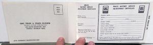 1968 GMC Truck Owners Protection Plan & Warranty Models 4000 Thru 9500
