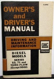 1969 GMC Truck Owners Manual Care & Op Diesel Models 53 71 Toro-Flow