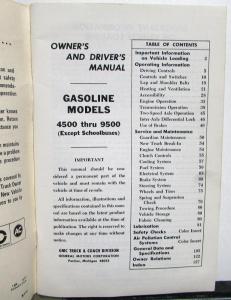 1971 GMC Truck Owners Manual Care & Op Instructions Gas Models 4500-9500