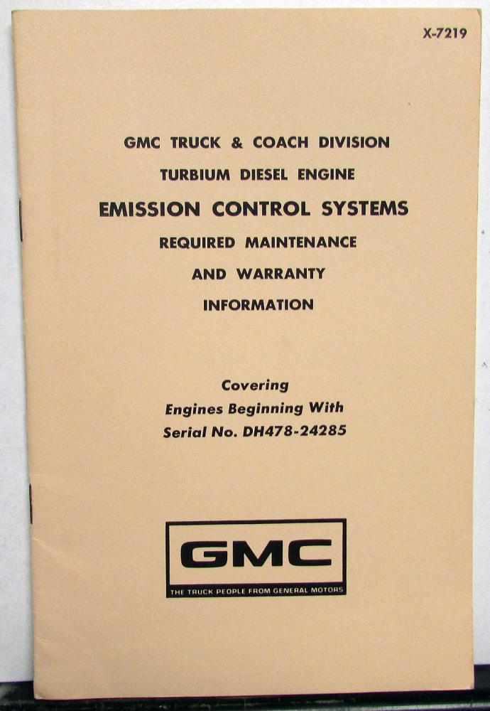 1972 GMC Truck Turbium Diesel Emission Control Systems Maintenance