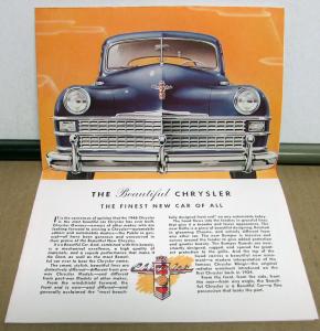 1946 Chrysler Sales Brochure Royal Windsor Saratoga New Yorker Town Country