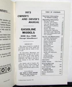 1973 GMC Truck Owners Manual Care & Op Instructions Gasoline Models 5000-8500