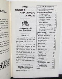 1973 GMC Truck Owners Manual Care & Op Instructions All Diesel Models