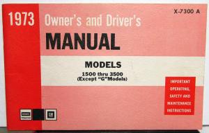 1973 GMC Truck Owners Manual Care & Op Instructions Pickup CK 1500-3500 Models