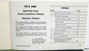 1973 GMC Truck Owners Manual Care & Op Instructions Pickup CK 1500-3500 Models