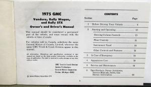 1975 GMC Van Owners Manual Care & Op Instructions Vandura Rally Wagon STX