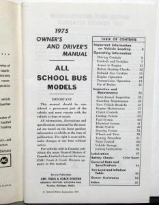 1975 GMC Truck Owners Manual Care & Op Instructions School Buses