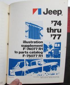 1974 Thru 1977 Jeep Dealer Parts Catalog Book Wagoneer Cherokee CJ Universal