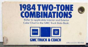 1984 GMC Truck Dealer Salesmens Pocket Color Paint Chips Samples Display