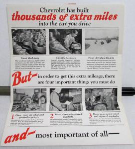 1926 Chevrolet Thousands Of Extra Miles Mailer Folder Brochure Dealer Original