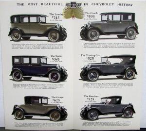 1927 Chevrolet Sales Brochure Folder Sport Cabriolet Landau Sedan Roadster More