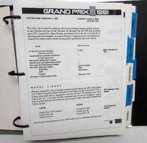 1991 Pontiac New Models Advance Press Kit Media Info Binder Firebird Grand Prix