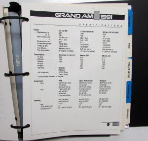 1991 Pontiac New Models Advance Press Kit Media Info Binder Firebird Grand Prix