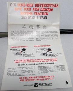 1965 Dodge Car & Truck Dealer Sure Grip Rear End Sales Folder Posi Orig