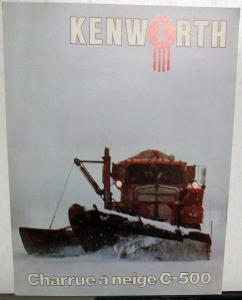 1980 Kenworth French Canadian Truck C-500 Sales Data Sheet