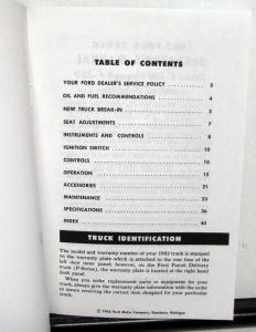 1963 Ford Truck 100 Thru 350 & P Series Owners Manual F250 F350 4x2 Reproduction