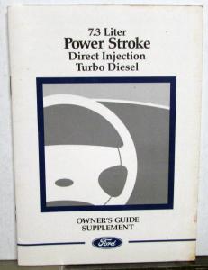 1988 Ford Truck Power Stroke Turbo Diesel Owners Manual Supplement