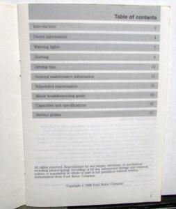 1988 Ford Truck Power Stroke Turbo Diesel Owners Manual Supplement
