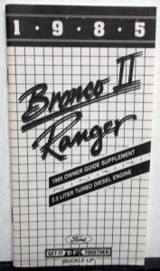 1985 Ford Bronco II & Ranger Truck 2.3L Diesel Engine Owners Manual Supplement