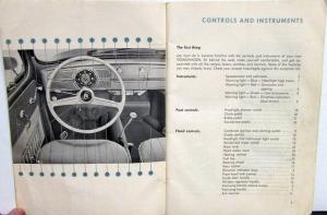 1959 Volkswagen Sedan & Convertible Instruction Owners Manual