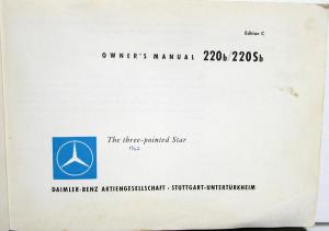 1962 Mercedes-Benz 220/220S Owners Manual