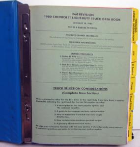 1980 Chevrolet Truck Data Book Sales Reference Light Duty Pickup El Camino Van