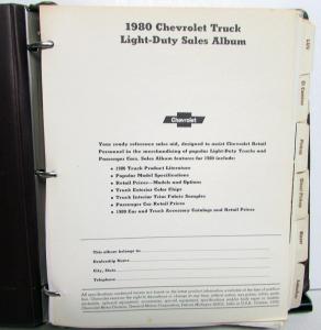 1980 Chevrolet Truck Dealer Sales Album Light Duty Pickup El Camino Van Blazer