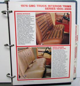 1976 GMC Truck Dealer Color & Trim Book Full Line Pickup Van Medium HD